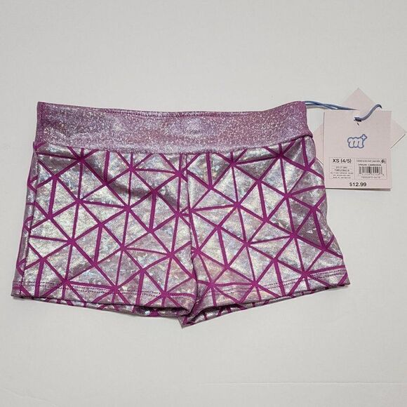 NWT More Than Magic -XS (4/5) M 7/ 8 Girls' Dazzle Printed Bike Shorts Purple - Picture 3 of 8